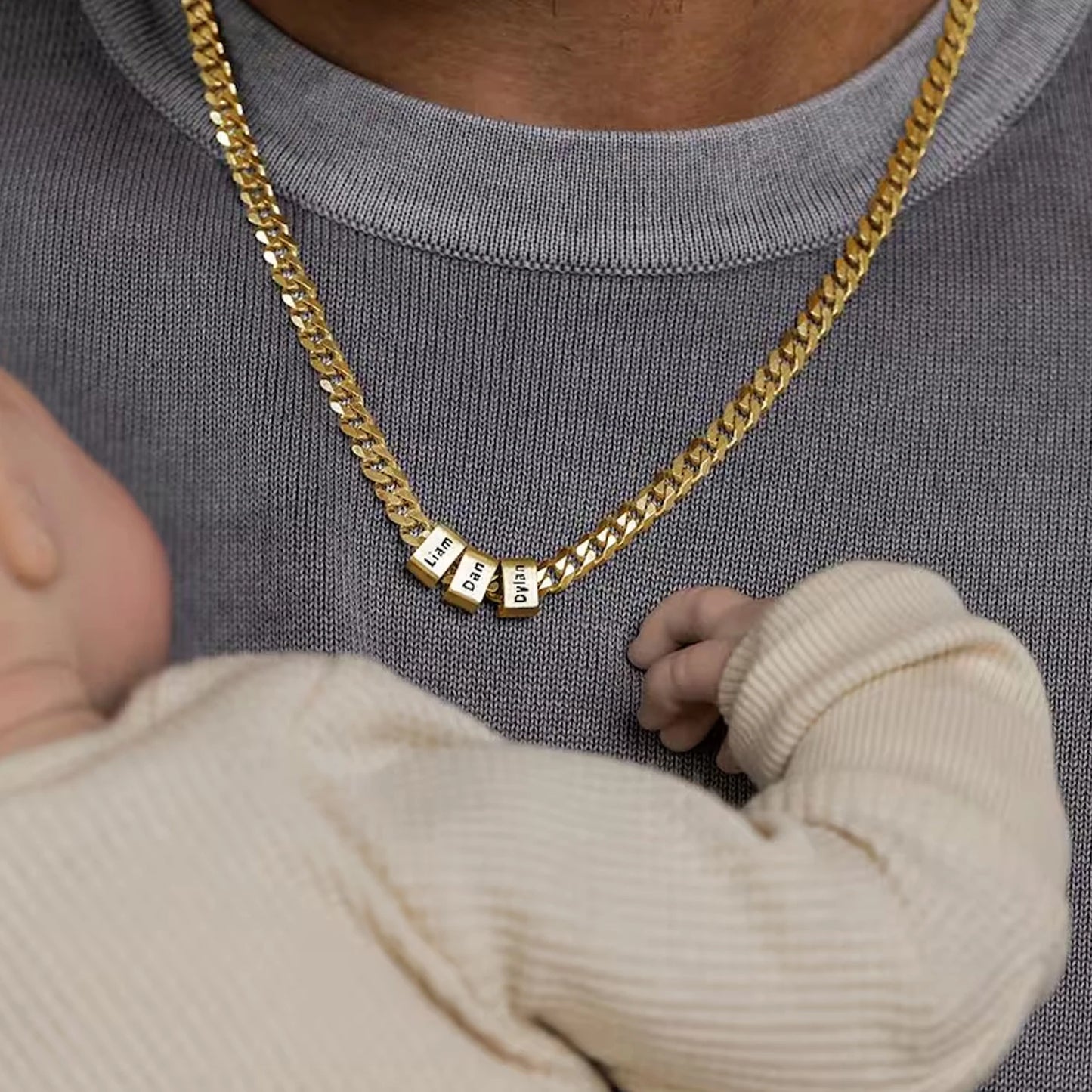 Custom Family Names Chain Necklace Stainless Steel Necklace With Name Engraved Personalized Gold Necklace Father's Day Gifts