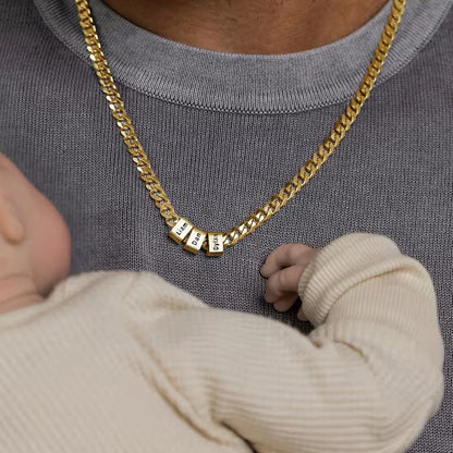 Custom Family Names Chain Necklace Stainless Steel Necklace With Name Engraved Personalized Gold Necklace Father's Day Gifts